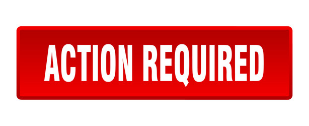 action required button square red vector image