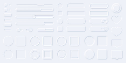 Neumorphism style ui elements buttons progress vector