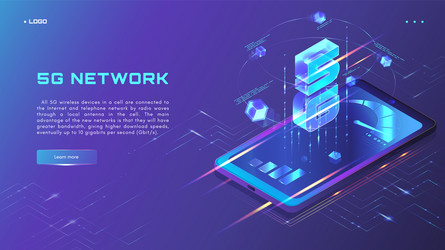 5g network website banner web page design vector