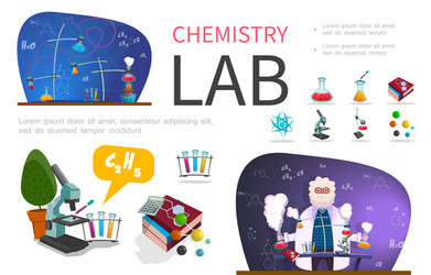 flat laboratory research infographic template vector