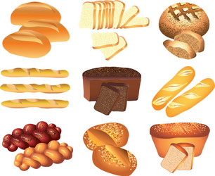 Bread and bakery icons set Royalty Free Vector Image