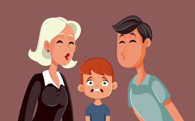 Little boy disgusted by his parents kissing funny vector