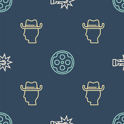 Set line spur cowboy and revolver cylinder vector