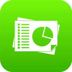 Sheets of paper with charts icon digital green vector