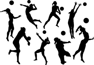 Beach Volleyball Silhouettes Vector Image