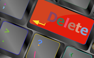 computer keyboard - red key delete business vector image