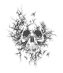 Cracked Skull on Fractured Ground Vector Image