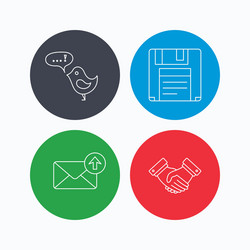 outbox mail message and handshake icons vector image