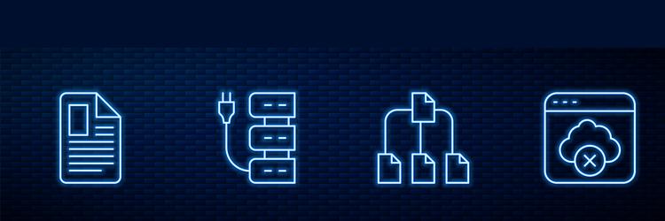 set line folder tree file document server vector image
