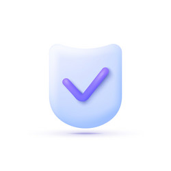 3D Security Shield with Checkmark vector image