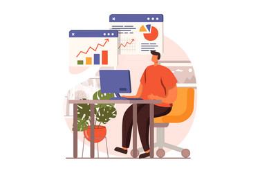 digital business web concept in flat design vector image