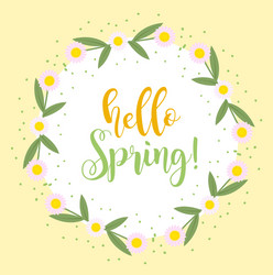 Hello spring floral frame for text isolated vector