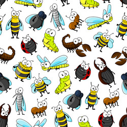 Funny insects cartoon characters seamless pattern Vector Image