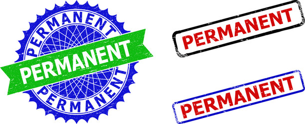 Permanent rosette and rectangle bicolor seals vector