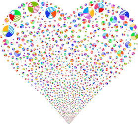 Pie chart fireworks heart vector