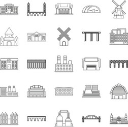 structure icons set outline style vector image