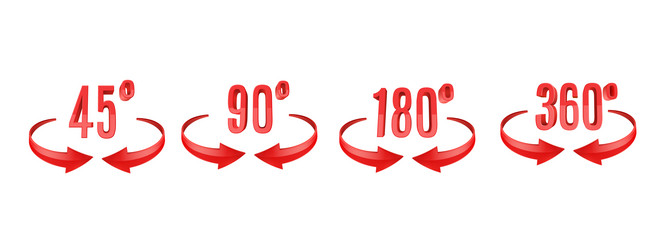 3d curve arrows and rotation angle degrees sing vector image