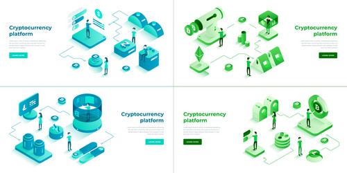 Cryptocurrency exchange and blockchain 3d vector