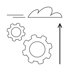 gears and arrow motif symbolizing progress vector image