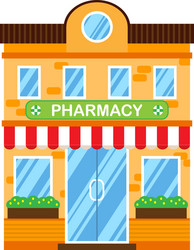 retro building with pharmacy flat design vector