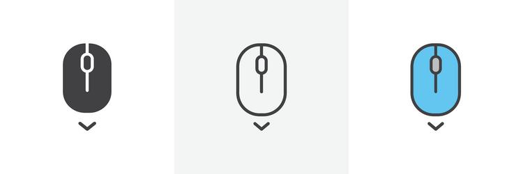 scroll down computer mouse icon set black filled vector image