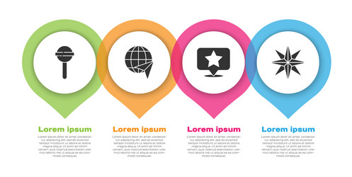 set lollipop globe with flying plane map pointer vector image