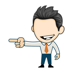 Smiling business man pointing in a direction flat vector