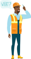 builder with question what in speech bubble vector image