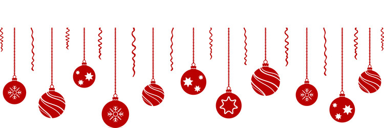 red christmas balls hanging background vector