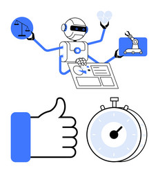 robot performing tasks with light bulb scale vector image