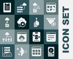 set hard disk drive hdd browser window filter vector image