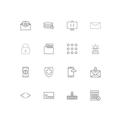 cyber security linear thin icons set outlined vector image