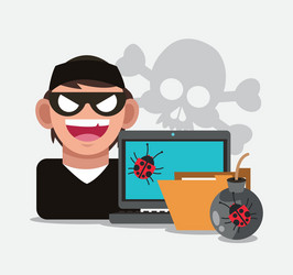 Cyber security system hacker design vector