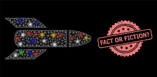 grunge fact or fiction question seal and net vector image