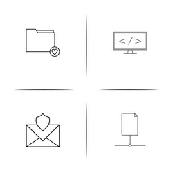 network and database simple linear icons set vector image