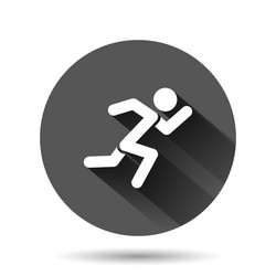 Run people icon in flat style jump on black round vector