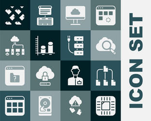set processor with cpu folder tree search cloud vector image