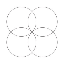 venn diagram chart four circle line style vector image