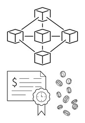 blockchain network with smart contracts vector image