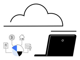 cloud computing concept with laptop data storage vector image