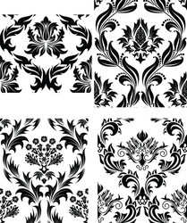 damask patterns set vector image