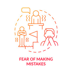 Fear of making mistakes red gradient concept icon vector