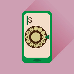 flat web icon with long shadow mobile call vector image