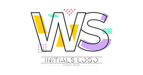 letters w and s merging of two initials vector image