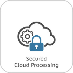 secured cloud processing icon flat design vector