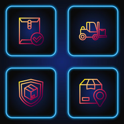 set line location with cardboard box delivery vector image