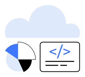 cloud computing with data analytics and coding vector image