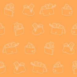 outline collection of wallet seamless pattern vector image