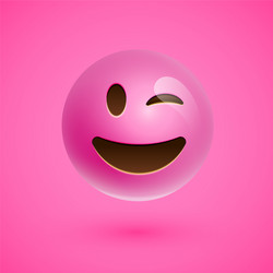 pink realistic emoticon smiley face vector