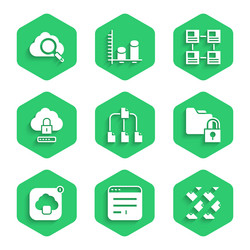 set folder tree browser window data stream vector image